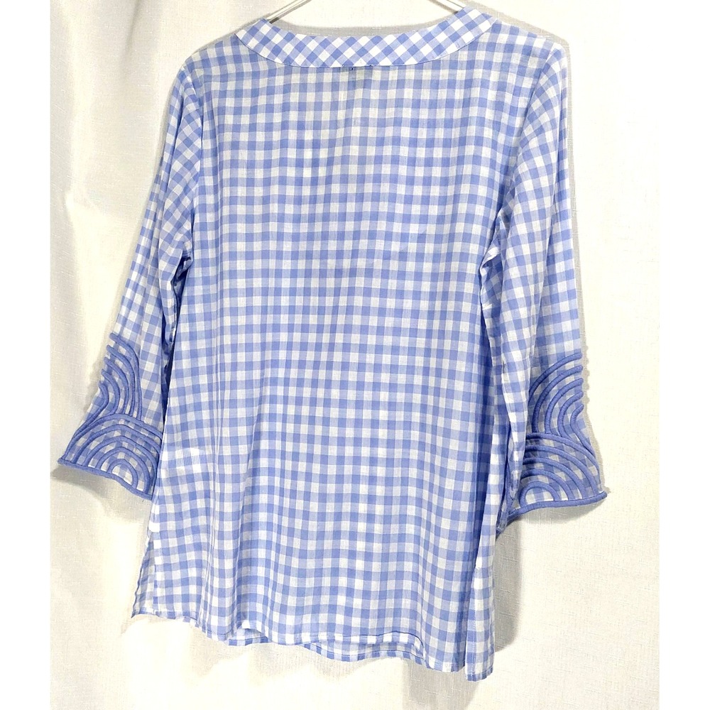 Talbots Blouse Womens Small Embroidery Popover 3/4 Sleeve Lightweight "Tiny Flaw - Picture 4 of 8